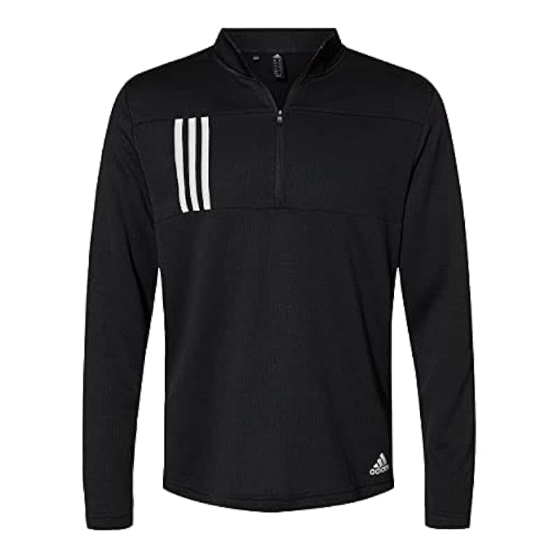 Adidas 3-Stripes Double Knit Quarter-Zip Pullover - A482 - Black/Grey