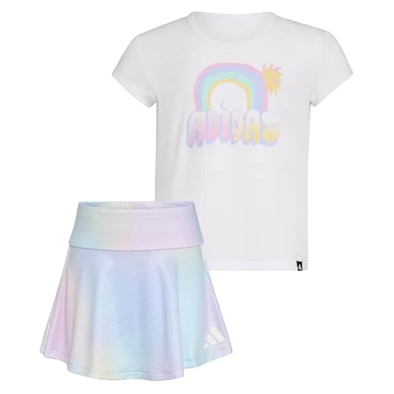 adidas Girls Pleated Tee & Flounce Skort Set – Stylish & Comfortable