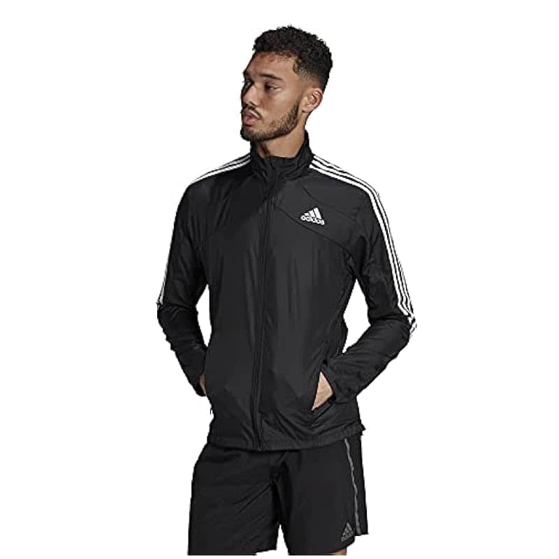 adidas Men's Marathon Jacket - Lightweight 3-Stripes Design