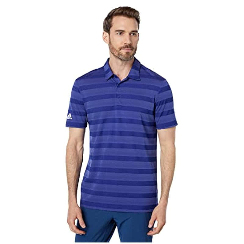 adidas Men's Two Color Stripe Golf Polo Shirt - CLIMALITE Comfort